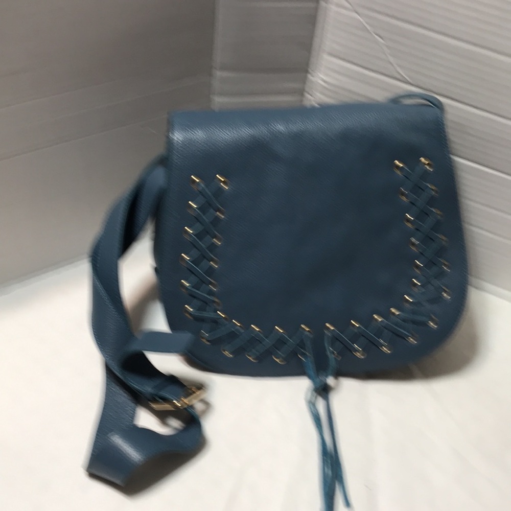 Violetta blue pebble leather shoulder bag